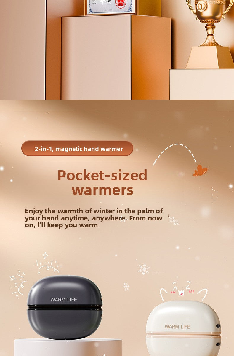 Magnetische oplaadbare handwarmer 2-in-1