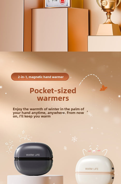 Magnetische oplaadbare handwarmer 2-in-1